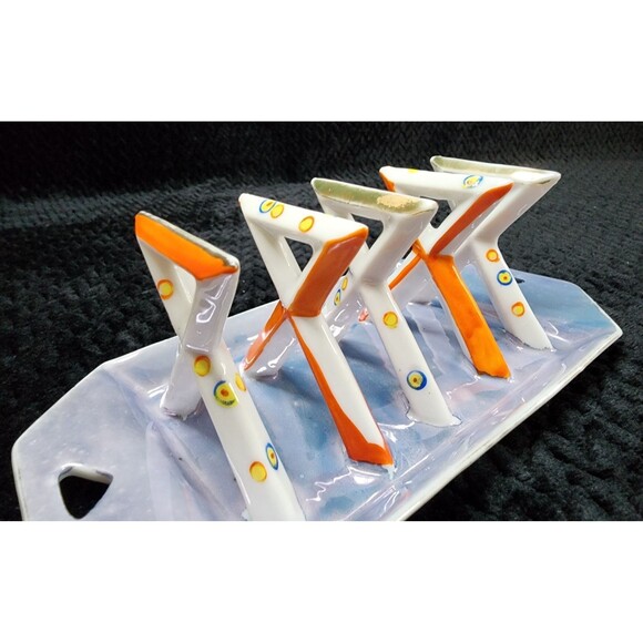 Japanese Lusterware Art Deco Toast Rack – Hand-Painted – 1920s–1930s - Picture 6 of 13